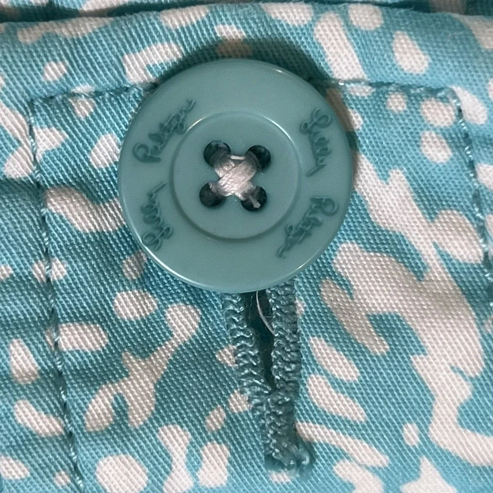 Lilly Pulitzer Walsh Short Womens 2 Turquoise White Excellent Abstract Coastal - Picture 5 of 7